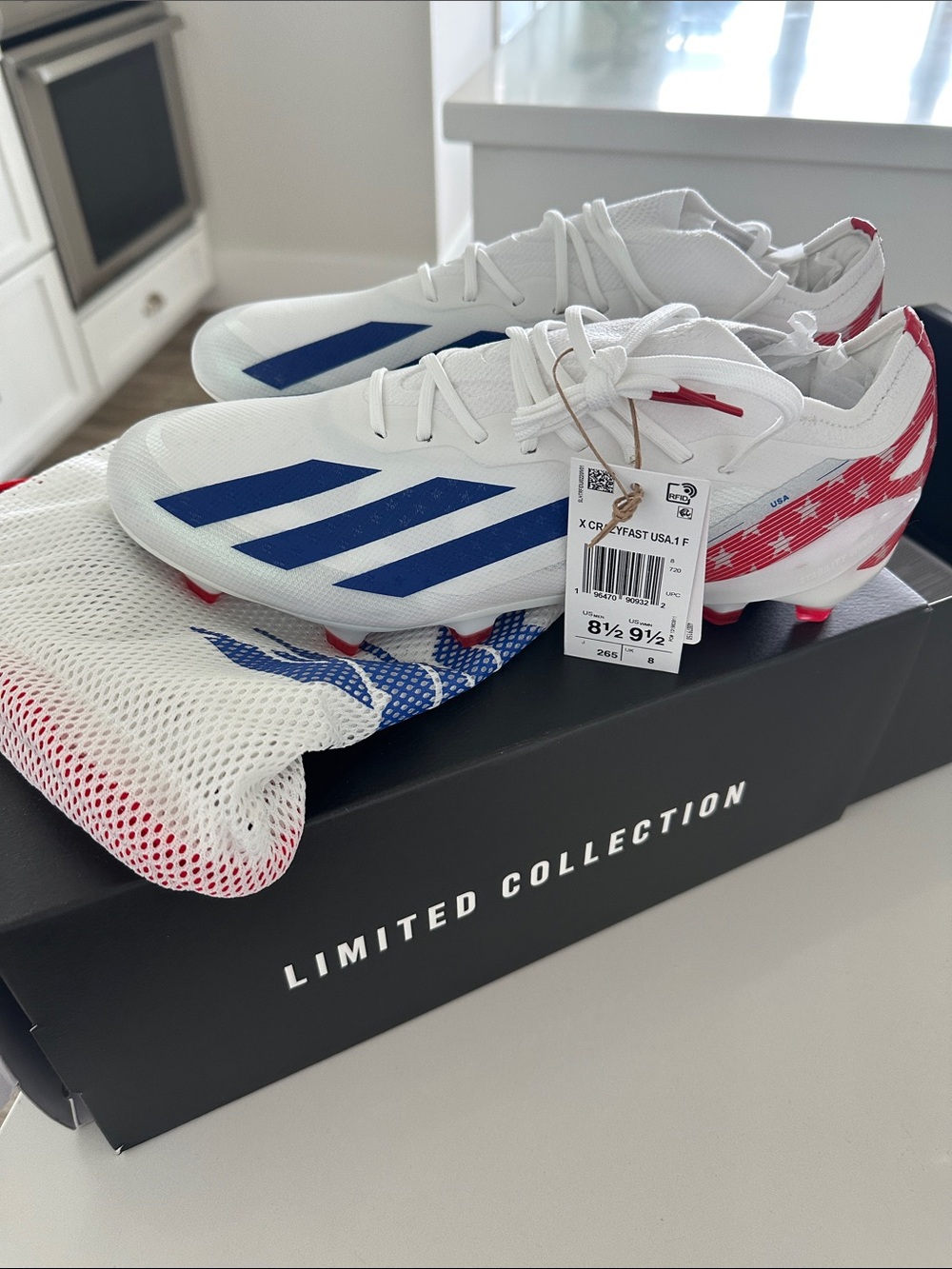 adidas Men’s/Women’s X Crazyfast Soccer Cleats - White / Blue / Red